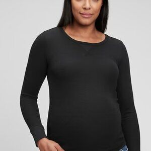 GAP Maternity Waffle Crewneck T-Shirt - Black